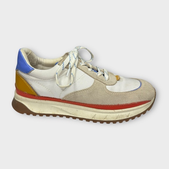 Madewell Kickoff Trainer Sneakers Canvas Suede Leather Colorful Boho Chic Sz 8.5 - Picture 2 of 10